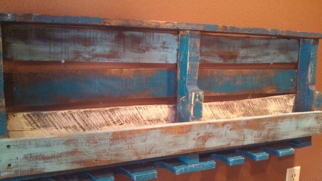pallet wine rack with glass holder