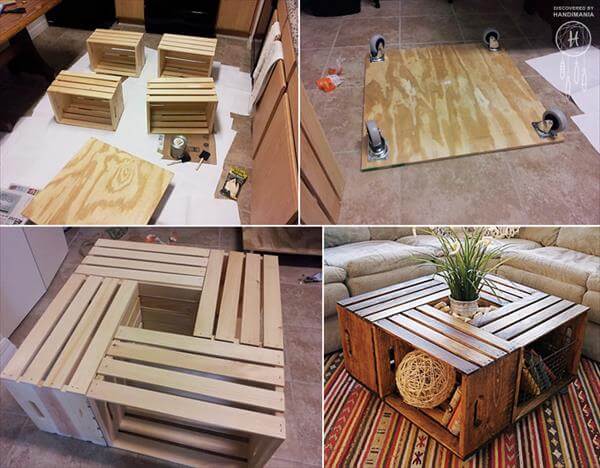 reclaimed crate coffee table