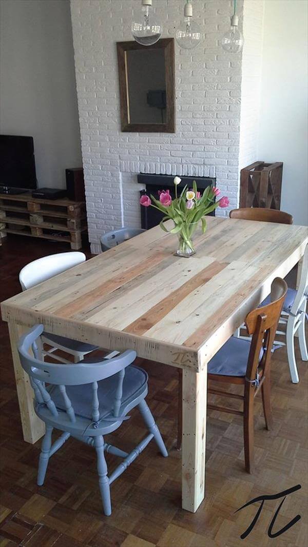 Diy Pallet Dining Table Diy Pallet Dining Table, How To Make A Dining Table From Wooden Pallets