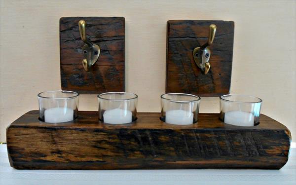 rustic pallet candle votive and e single hooks