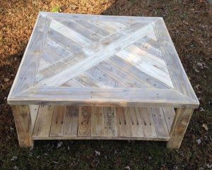 upcycled pallet distressed white coffee table