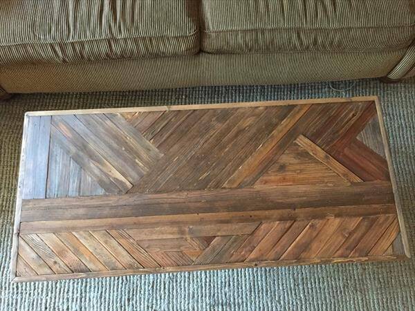 upcycled pallet and metal coffee table