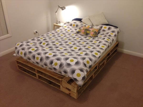 Diy Easy To Build Pallet Bed, Wooden Pallet Bed Frame Ideas