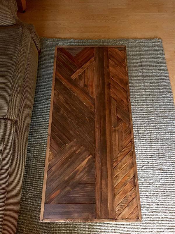 repurposed pallet and metal coffee table