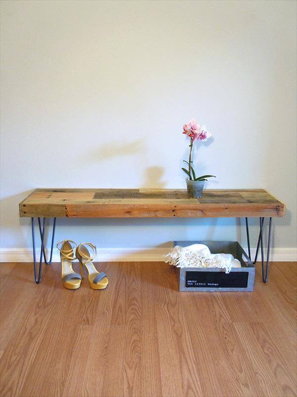 Diy Pallet Bench With Hairpin Legs