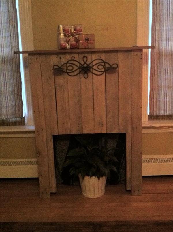 recycled pallet faux fireplace