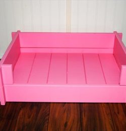 recycled pallet painted pet bed