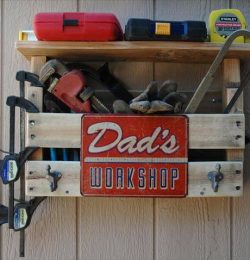 recycled pallet tool organizer and coat rack