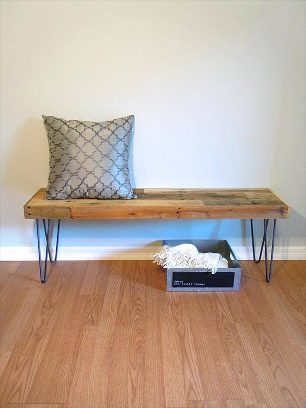Diy Pallet Bench With Hairpin Legs