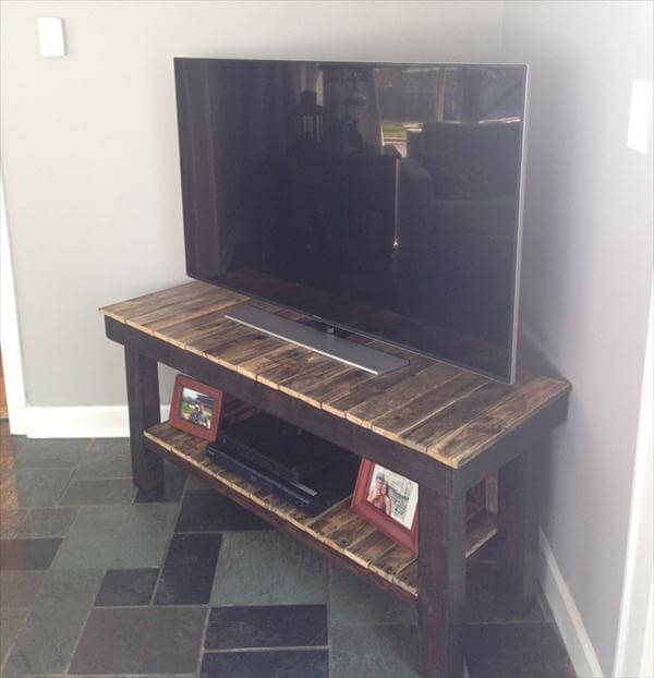 recycled pallet TV stand and media cabinet