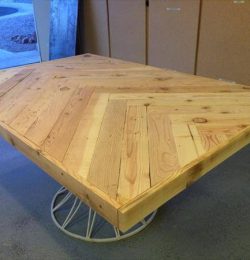 recycled pallet herringbone table