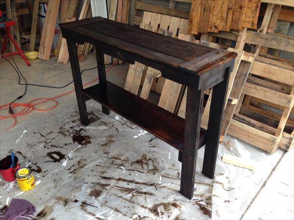 handcrafted pallet sofa and entry way table