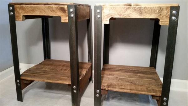 handmade industrial pallet end table and nightstands
