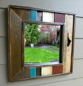 handcrafted pallet accent mirror