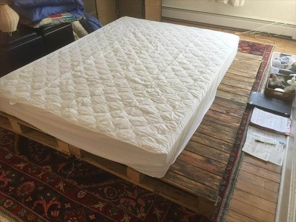 handcrafted pallet platform bed