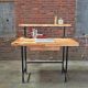 wooden pallet and metal pipe 2 tiered desk