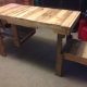recycled pallet wood desk with side tabletop and storage cubby
