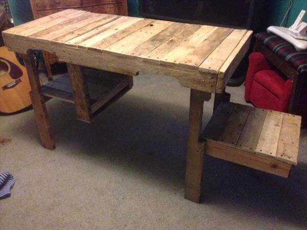 Diy Wood Pallet Desk And Storage Cubby