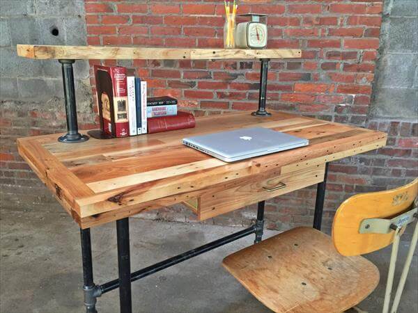 Wood Pallet And Metal Pipe Desk
