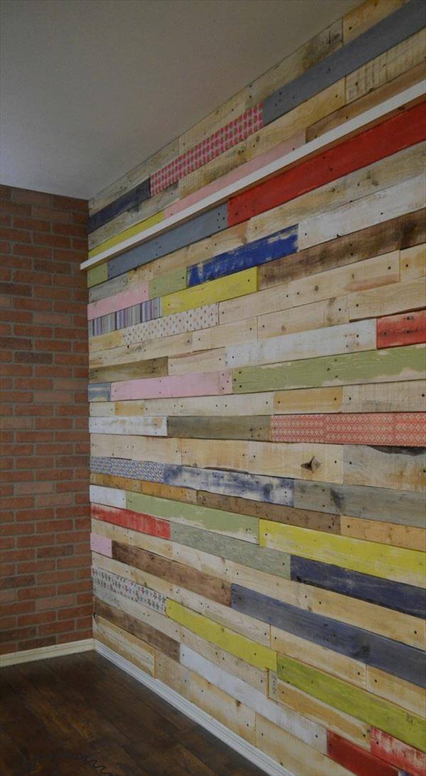 recycled pallet wood accent wall
