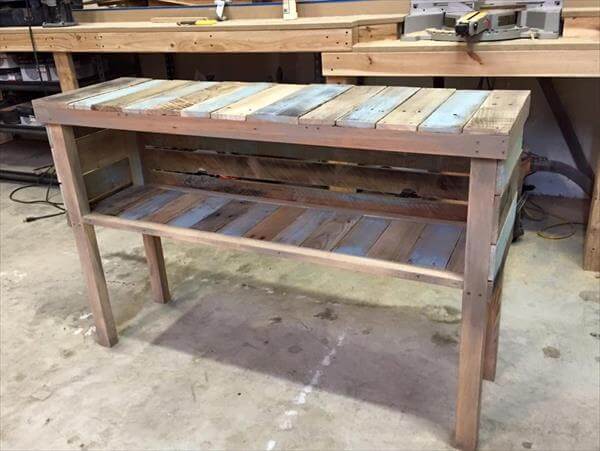 Wooden Pallet 2 Tiered Console Table - How To Make A Sofa Table Out Of Pallets Wooden Pallet 2 Tiered Console Table - How To Make A Sofa Table Out Of Pallets