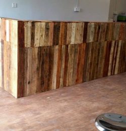 upcycled wooden pallet shop counter