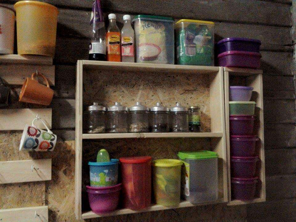 upcycled wooden pallet spice rack