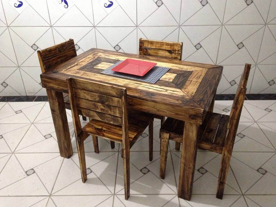 diy pallet 4 people dining set