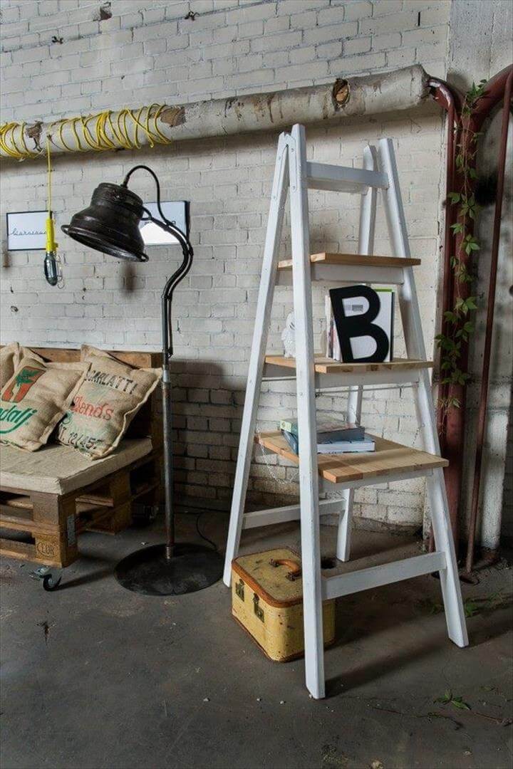 diy pallet ladder shelf