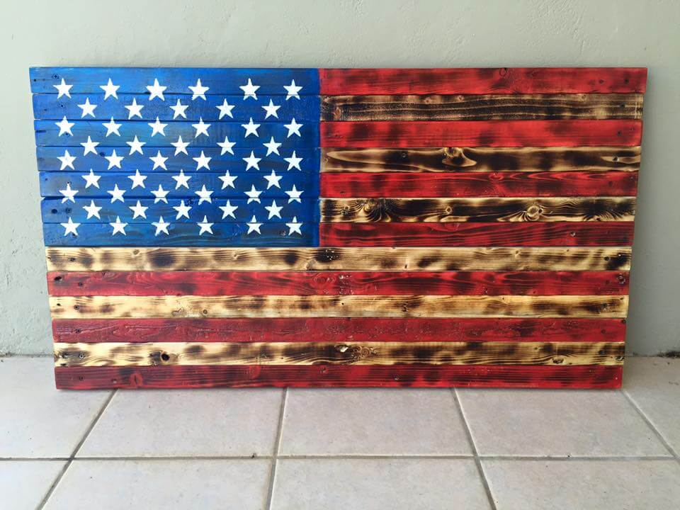 recycled pallet American flag wall art