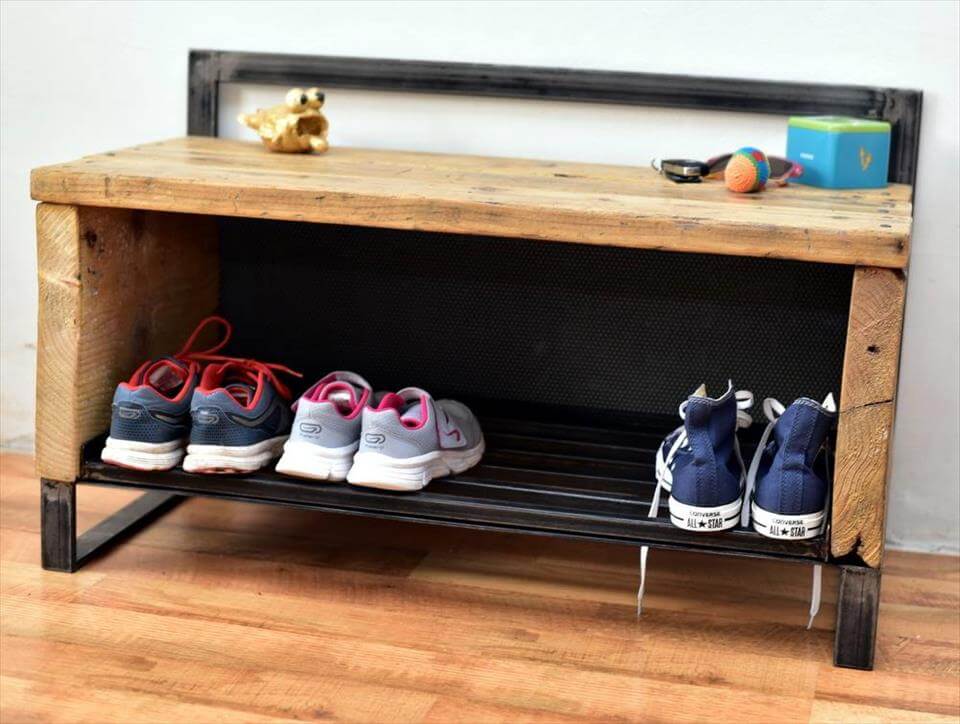 metal wood shoe rack