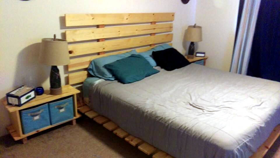 Diy Pallet Bed With Headboard, Diy Pallet Bed Frame With Headboard And Storage Rack