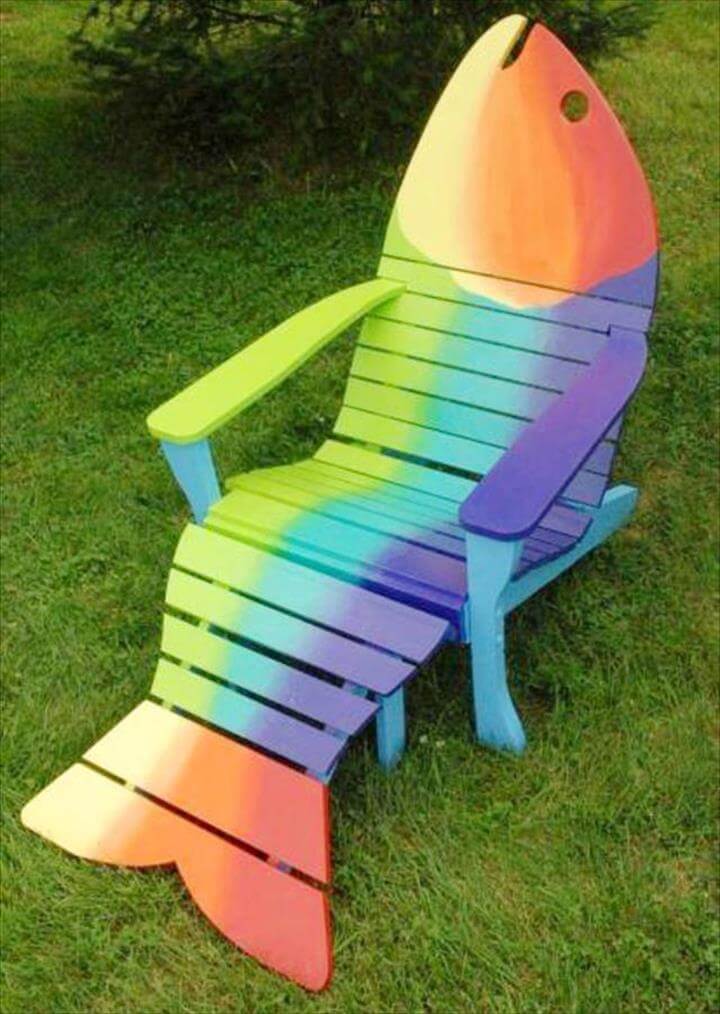 colorful pallet cool fish Adirondack chair