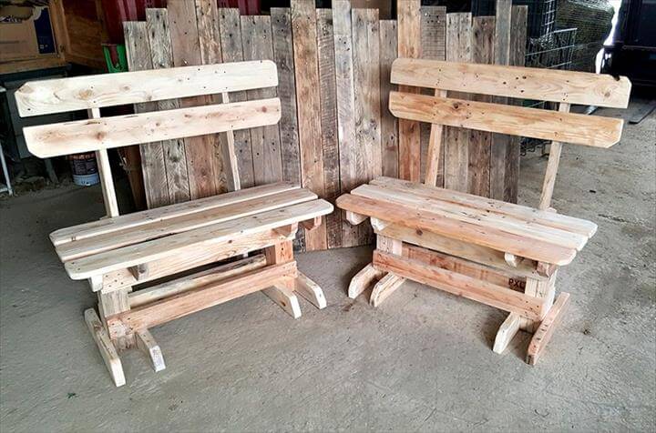 Wooden pallet benches