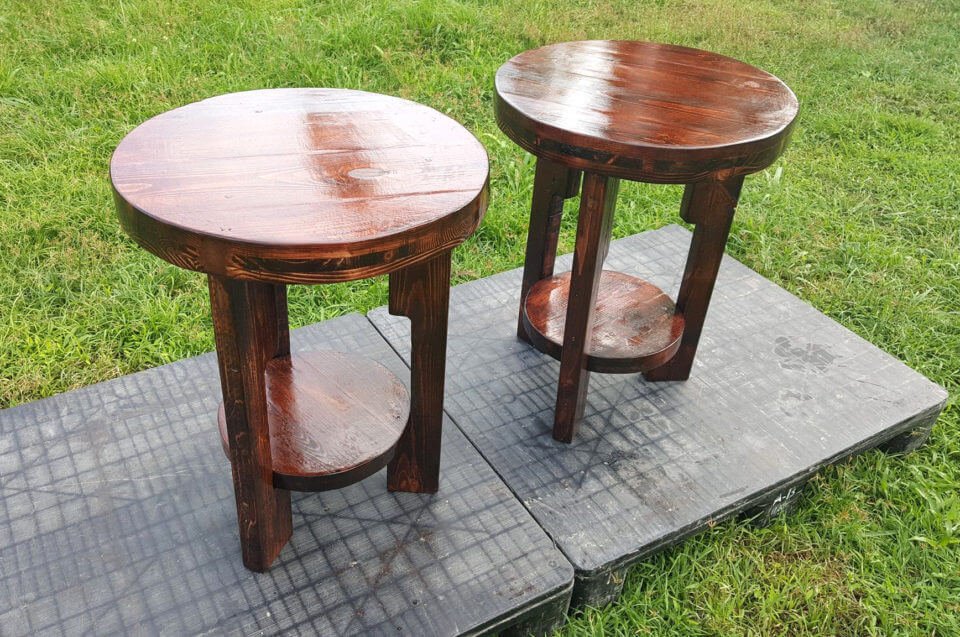 sturdy round pallet end tables