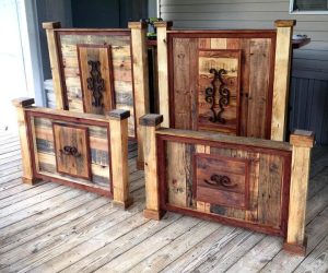 reclaimed pallet art style footboard and headboard sets