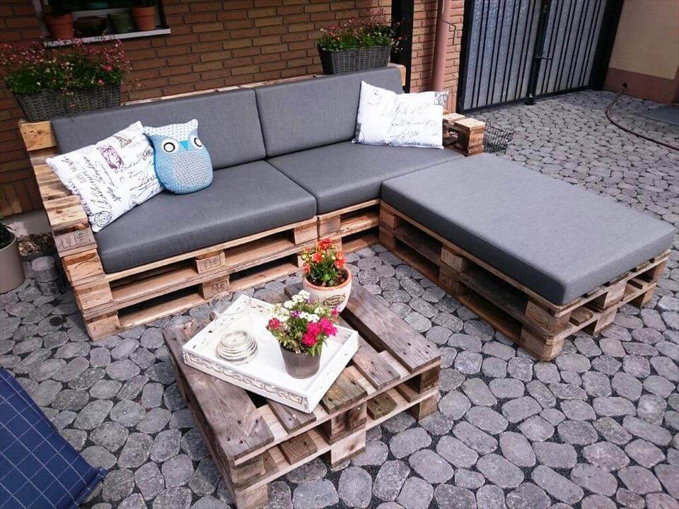 stacked pallet L-sofa