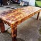 recycled pallet dining table with scorched top