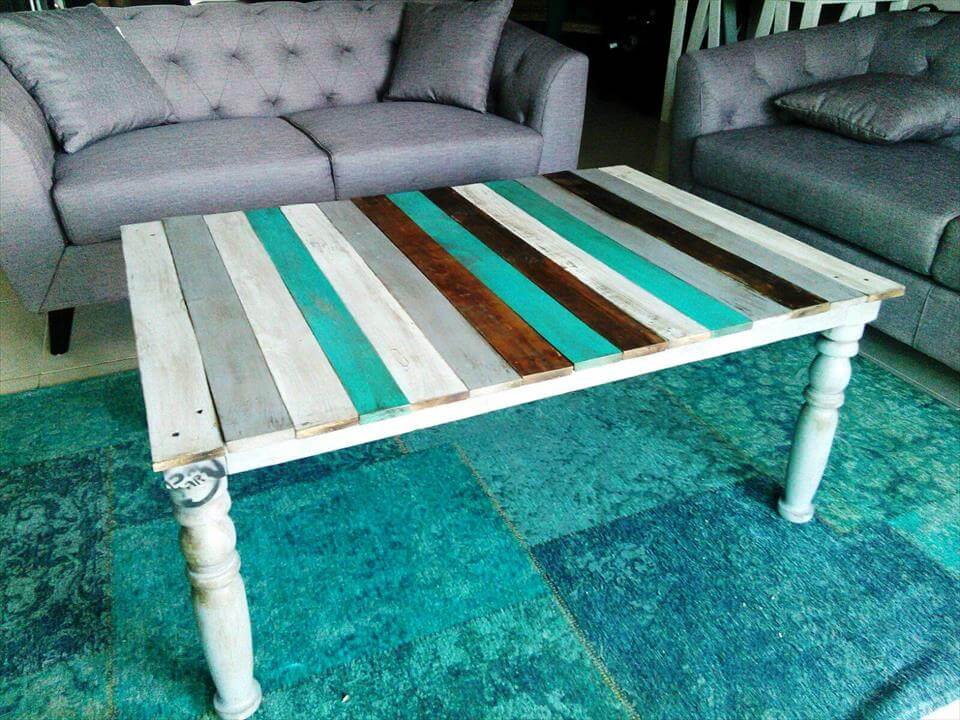 shabby chic pallet table with reclaimed legs