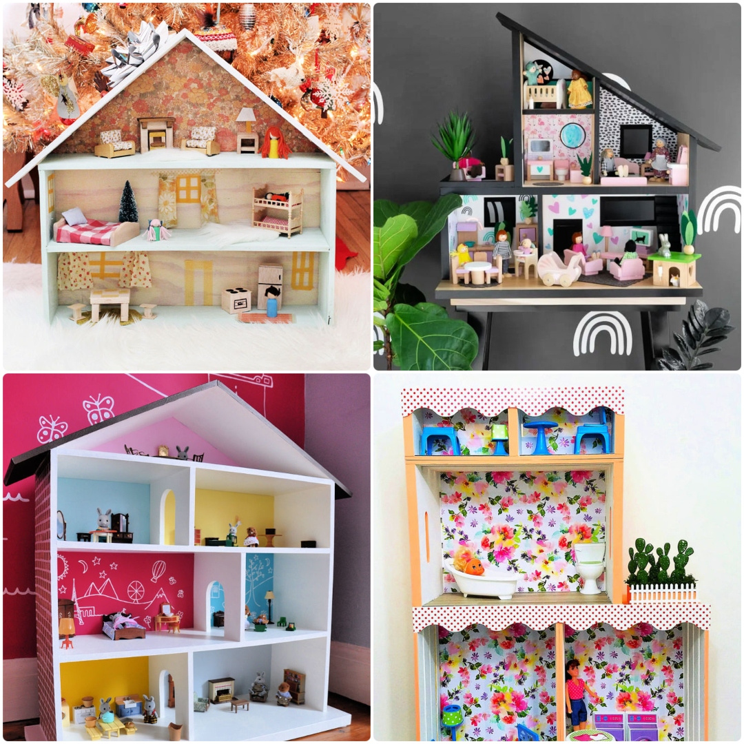 DIY Dollhouse with free building plans - The Creative Mom